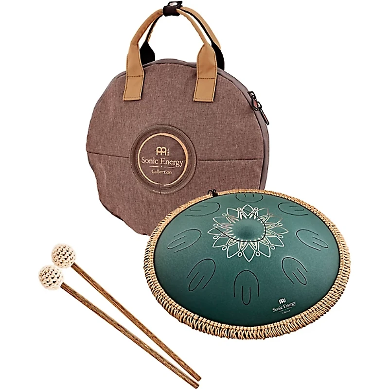 MEINL Sonic Energy 9-Note Octave Steel Tongue Drum - F# Minor, 16 in. Dark Green