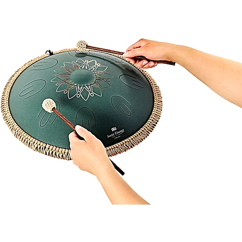 MEINL Sonic Energy 9-Note Octave Steel Tongue Drum - F# Minor, 16 in. Dark Green