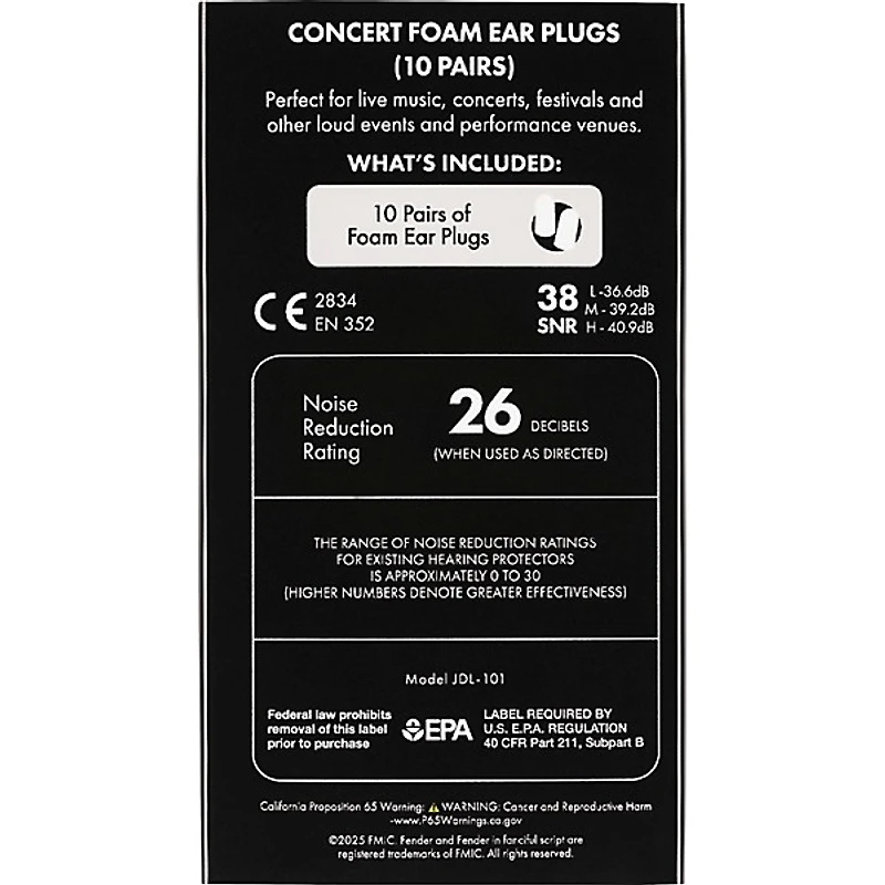 Fender Concert Ear Plugs - Fiesta Red 10