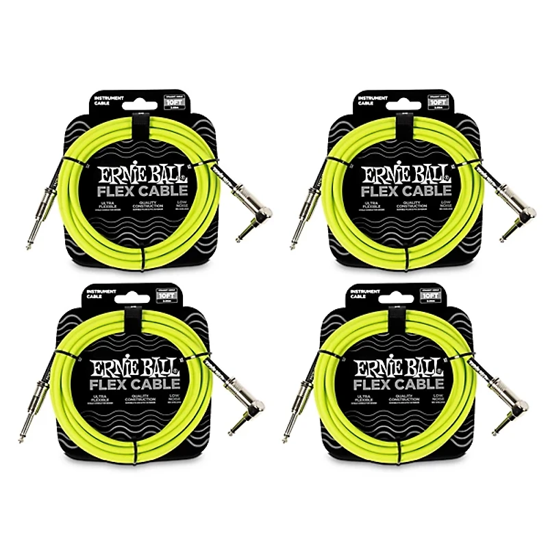 Ernie Ball Flex Instrument Cable 4-Pack - Green