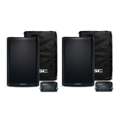 QSC CB10 10" 440W Battery-Powered Portable Loudspeaker Pair With Covers & Replacement Batteries