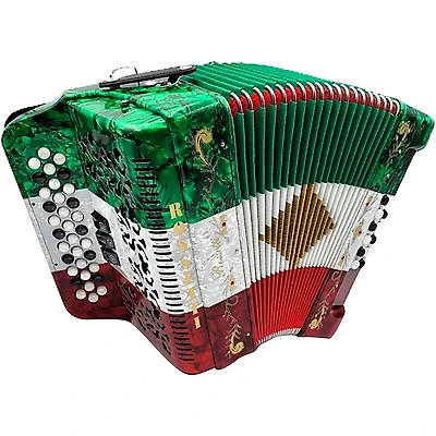 Rossetti 3412 34-Button Diatonic Accordion - GCF, Red to White to Green