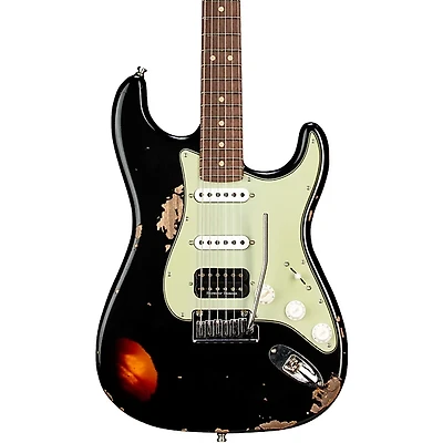 Fender Custom Shop Limited Edition Custom Deluxe HB S-1 Stratocaster Heavy Relic w/ Closet Classic Hardware Electric Guitar Black over 3-Color Sunburst