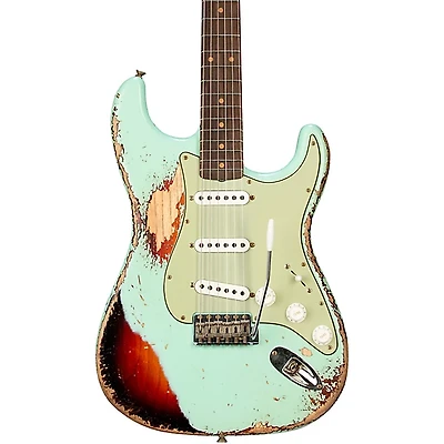 Fender Custom Shop 1961 Stratocaster Super Heavy Relic Electric Guitar Aged Surf Green over 3-Color Sunburst
