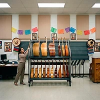A&S Crafted Products Band Room Double-Stack Mariachi Instrument Storage Rack