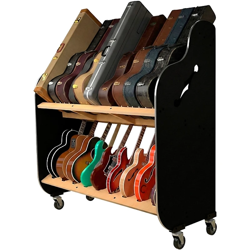 A&S Crafted Products Session-Pro Double-Stack Mobile Guitar and Case Storage Rack