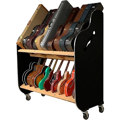 A&S Crafted Products Session-Pro Double-Stack Mobile Guitar and Case Storage Rack