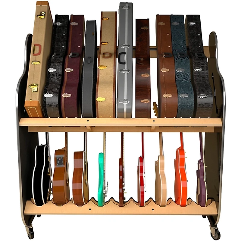A&S Crafted Products Session-Pro Double-Stack Mobile Guitar and Case Storage Rack