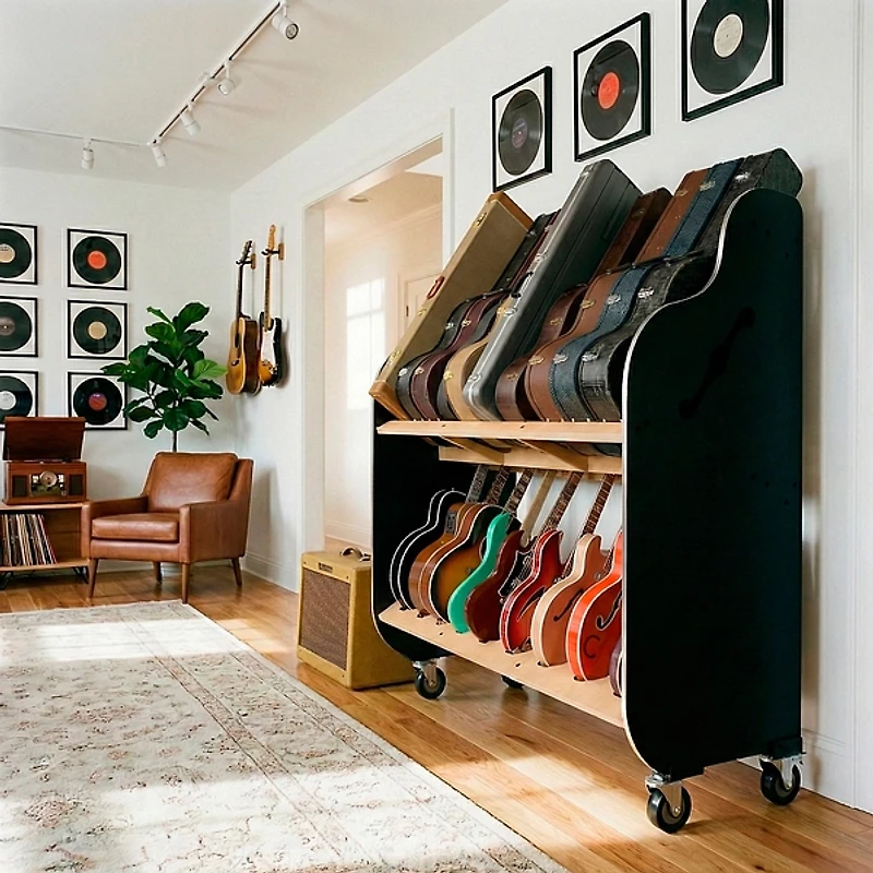 A&S Crafted Products Session-Pro Double-Stack Mobile Guitar and Case Storage Rack