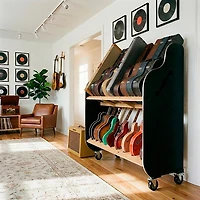 A&S Crafted Products Session-Pro Double-Stack Mobile Guitar and Case Storage Rack