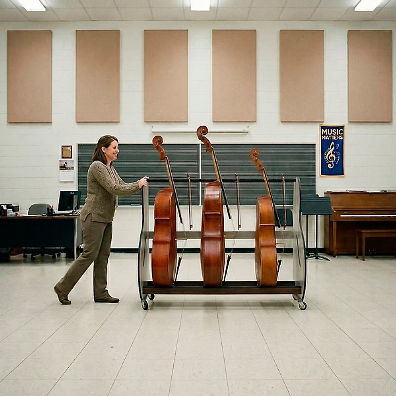 A&S Crafted Products Band Room 3 Double Bass Storage Rack