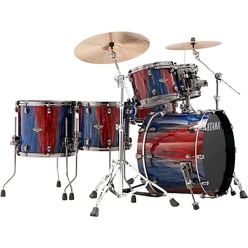 TAMA Starclassic Walnut/Birch 5-Piece Drum Shell Pack With 22" Bass Drum - Crimson Sapphire Cascade