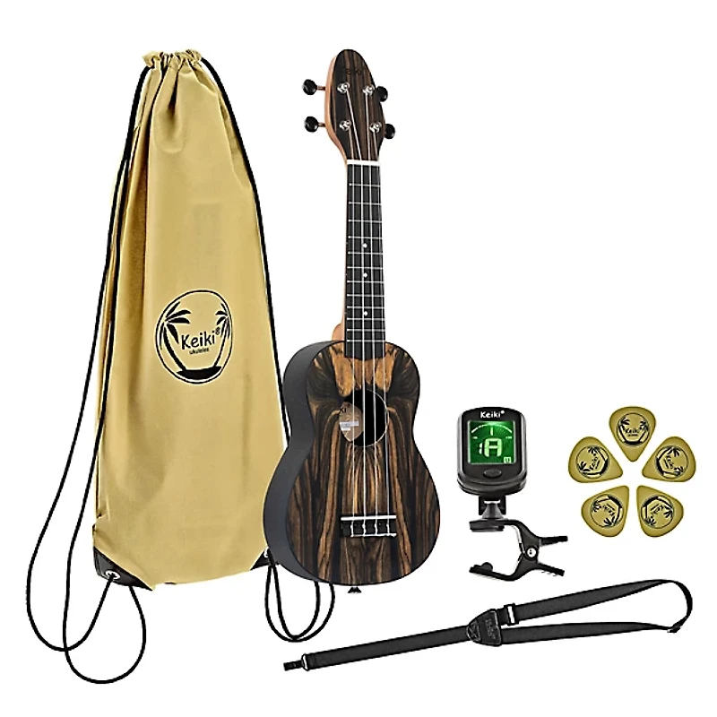 Ortega Keiki K3 Series Soprano Ukulele Pack - White Ebony