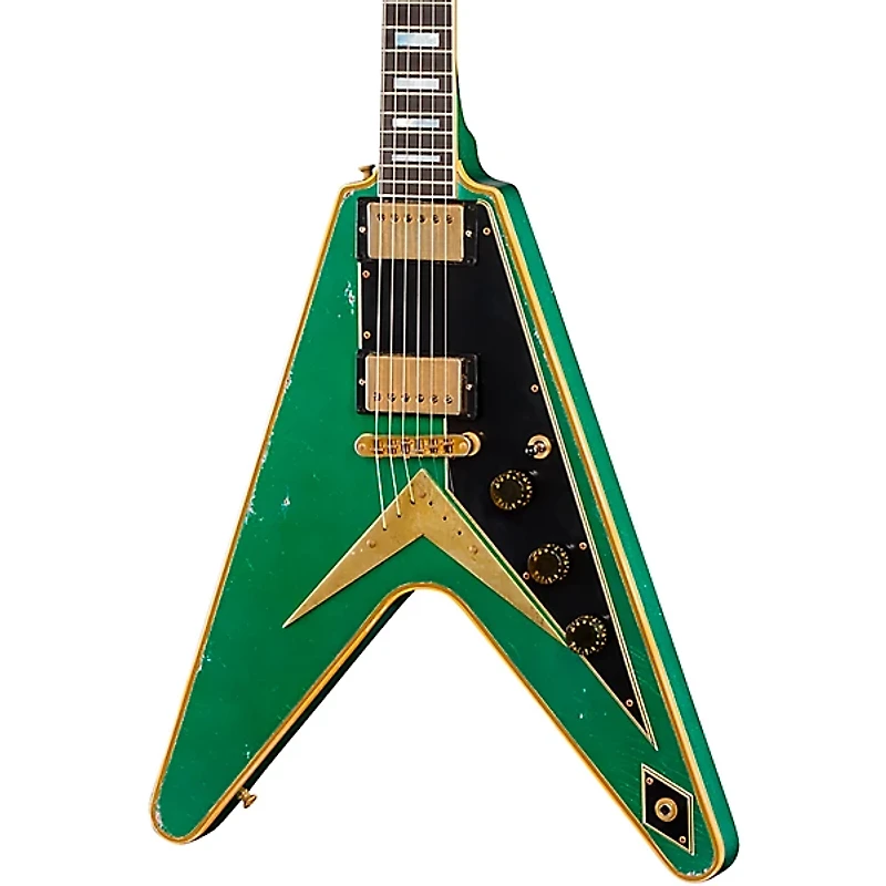 Gibson Custom Flying V Custom Electric Guitar - Heavy Aged, Teal Sparkle
