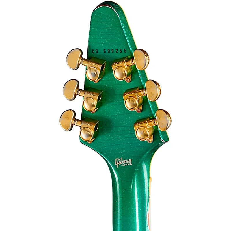 Gibson Custom Flying V Custom Electric Guitar - Heavy Aged, Teal Sparkle