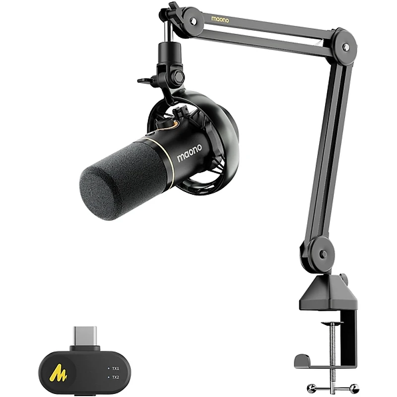 maono PD200W Hybrid Wireless Dynamic Podcast Microphone With Boom Arm