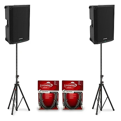 Mackie Thump15v4 15" Powered Speaker Pair With Cables & Stands