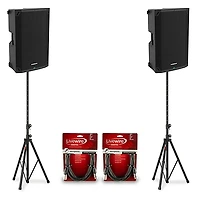 Mackie Thump15v4 15" Powered Speaker Pair With Cables & Stands