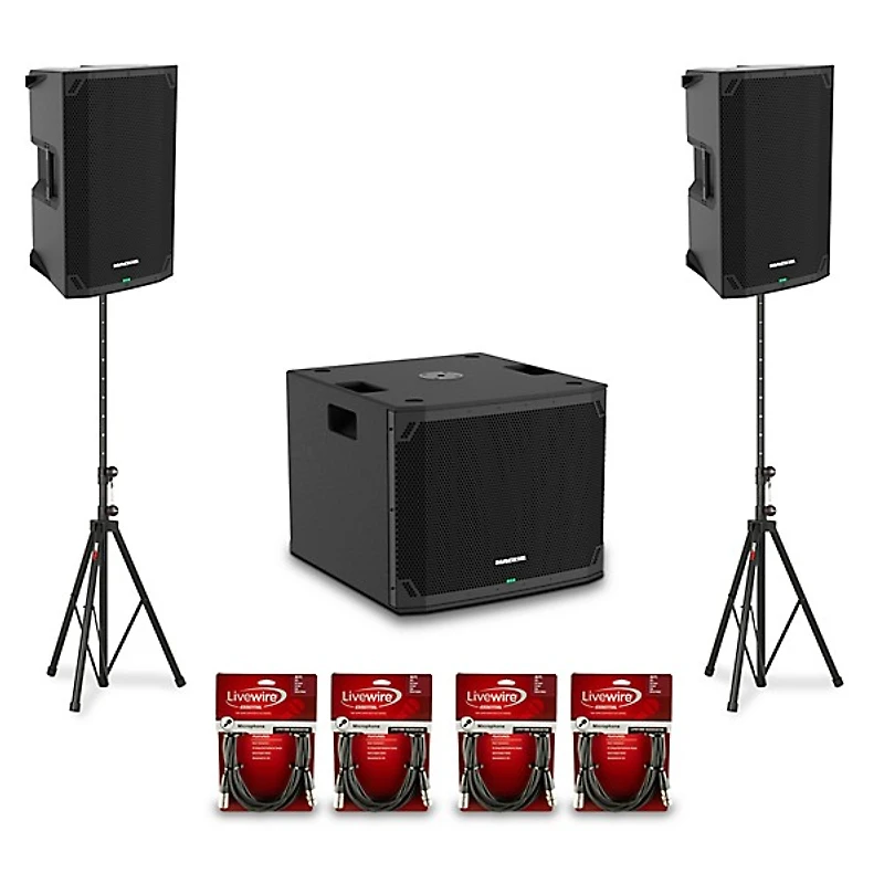 Mackie Thump12v4 12" Powered Speaker Pair With 15" Powered Subwoofer, Cables & Stands