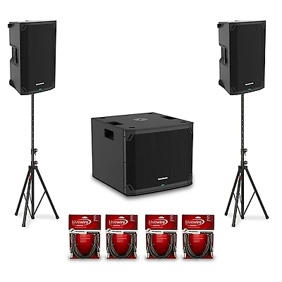Mackie Thump12v4 12" Powered Speaker Pair With 15" Powered Subwoofer, Cables & Stands