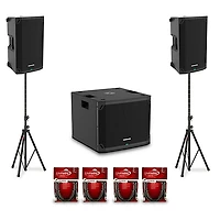 Mackie Thump12v4 12" Powered Speaker Pair With 15" Powered Subwoofer, Cables & Stands