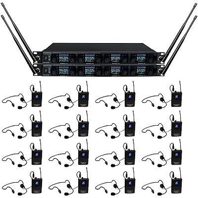 VocoPro UDX-PLAY-16 Digital UHF PLL Wireless Headset Microphone System - 16 Headsets