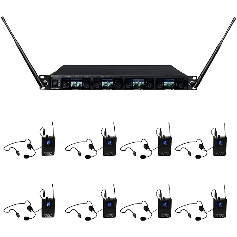 VocoPro UDX-PLAY-8 Digital UHF PLL Wireless Headset Microphone System - 8 Headsets