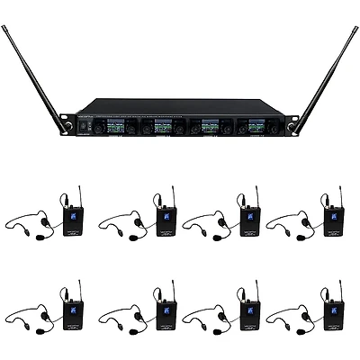 VocoPro UDX-PLAY-8 Digital UHF PLL Wireless Headset Microphone System - 8 Headsets