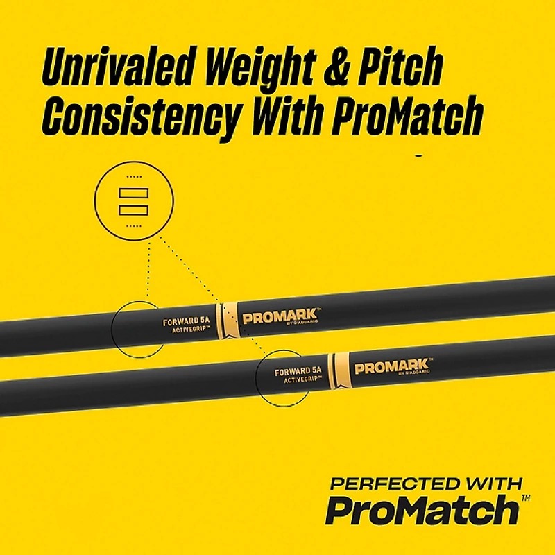 Promark Rebound ActiveGrip Hickory Drumsticks - 2-Pack