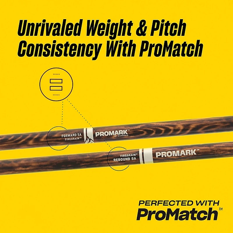 Promark Rebound FireGrain Hickory Drumsticks - 2-Pack,