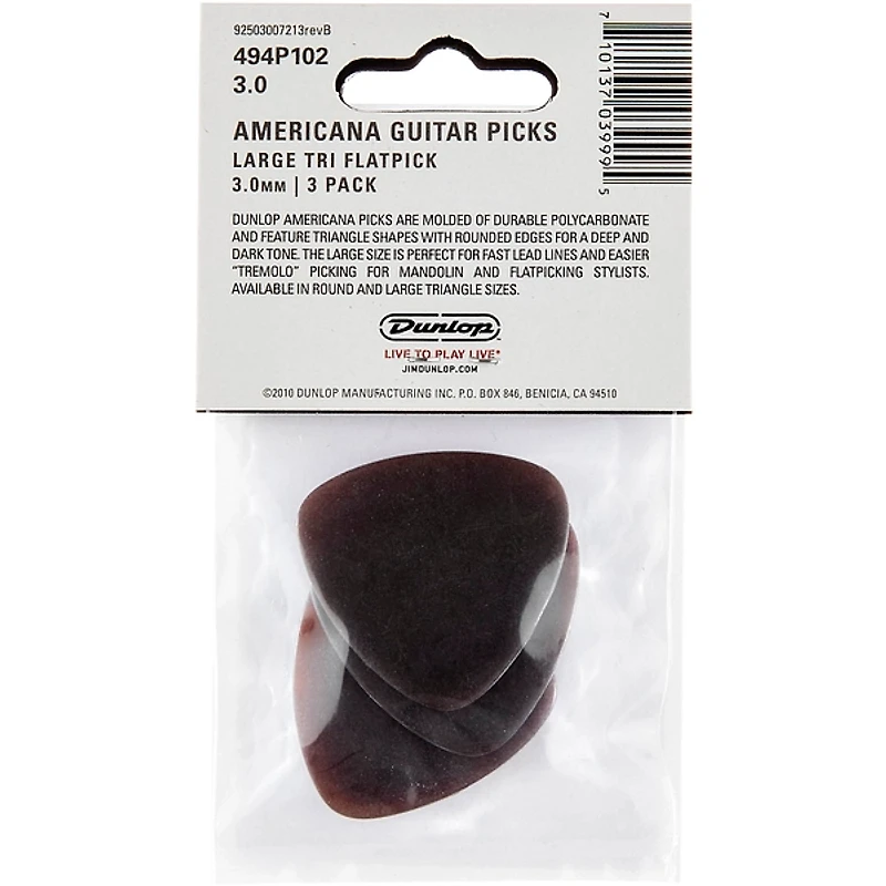 Dunlop Americana Large Triangle Picks - 3.0 mm 3 Pack