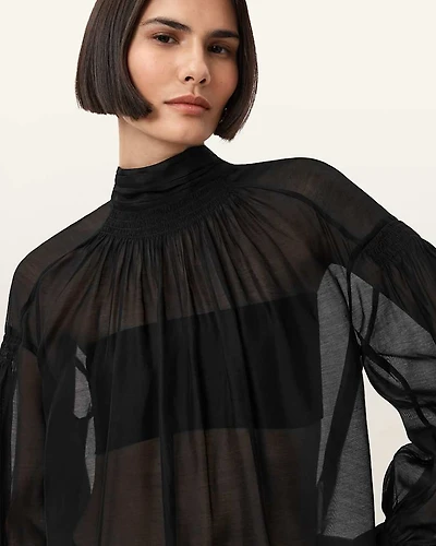 Pearla High Neck Sheer Top