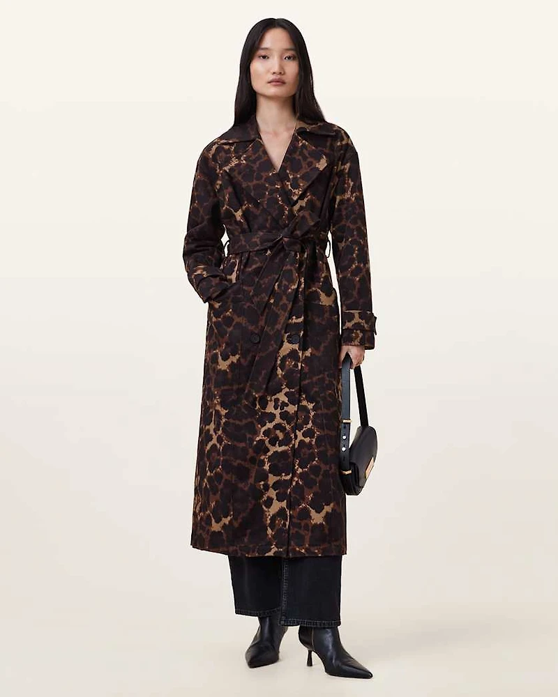 Abel Leopard Print Trench Coat
