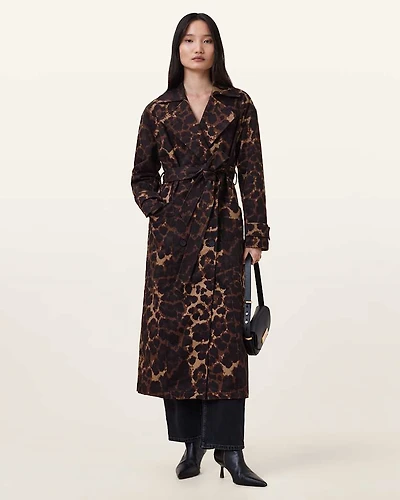 Abel Leopard Print Trench Coat