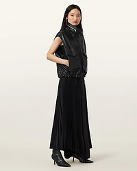 Clay Funnel Neck Leather Gilet