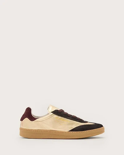 Thelma Metallic Leather Low Top Trainers