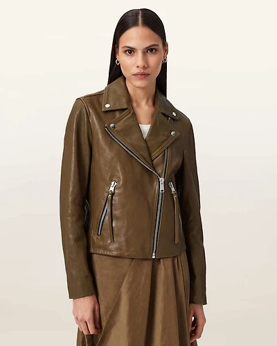 Dalby Slim Fit Leather Biker Jacket