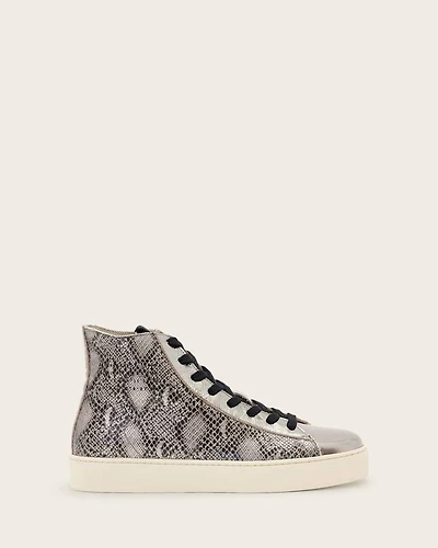 Tana Snake Print Leather High Top Trainers