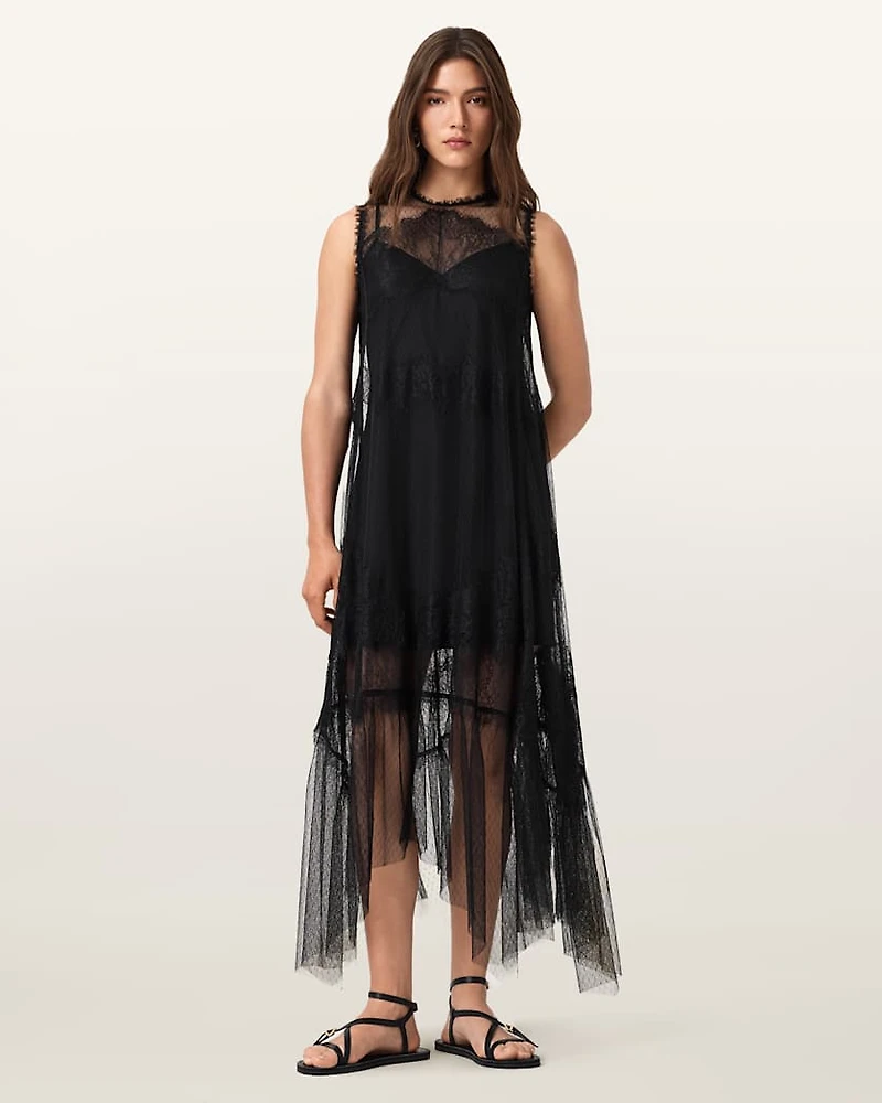 Clara Lace Trim Midi Dress