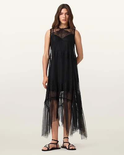 Clara Lace Trim Midi Dress
