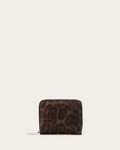 Lena Leopard Print Suede Wallet