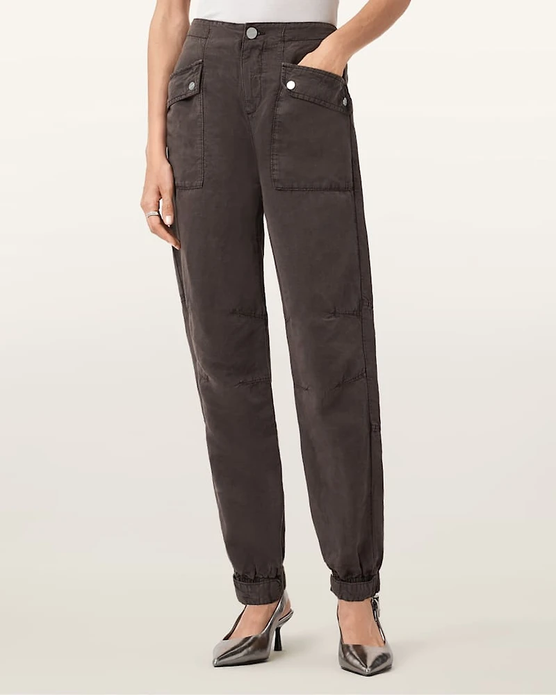 Val Linen Blend Cargo Trousers