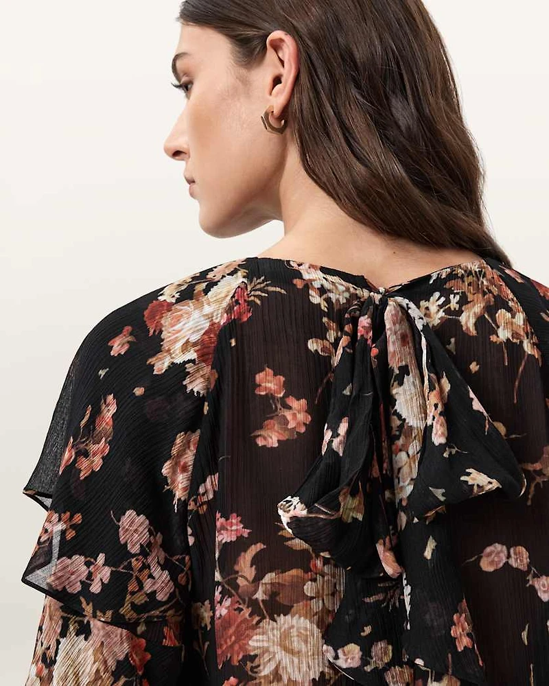 Lissie Floral Print Ruffled Top