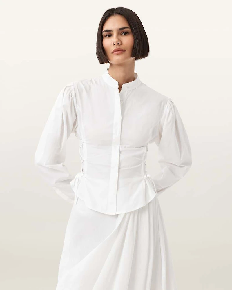 Evanna Tie Detail High Neck Shirt