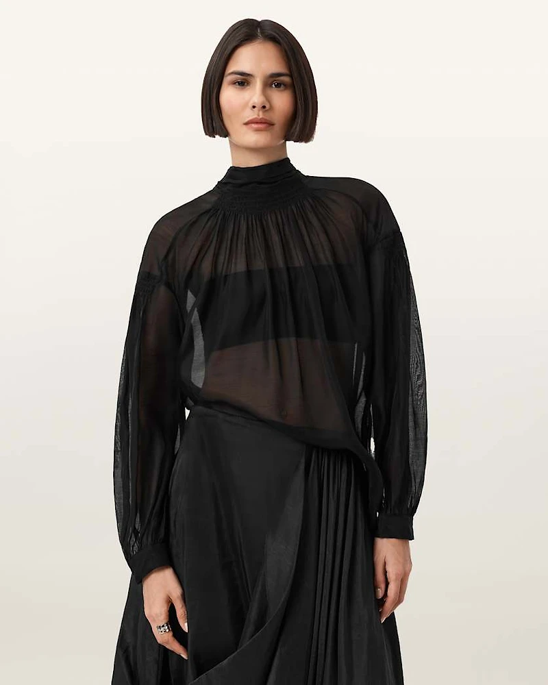 Pearla High Neck Sheer Top