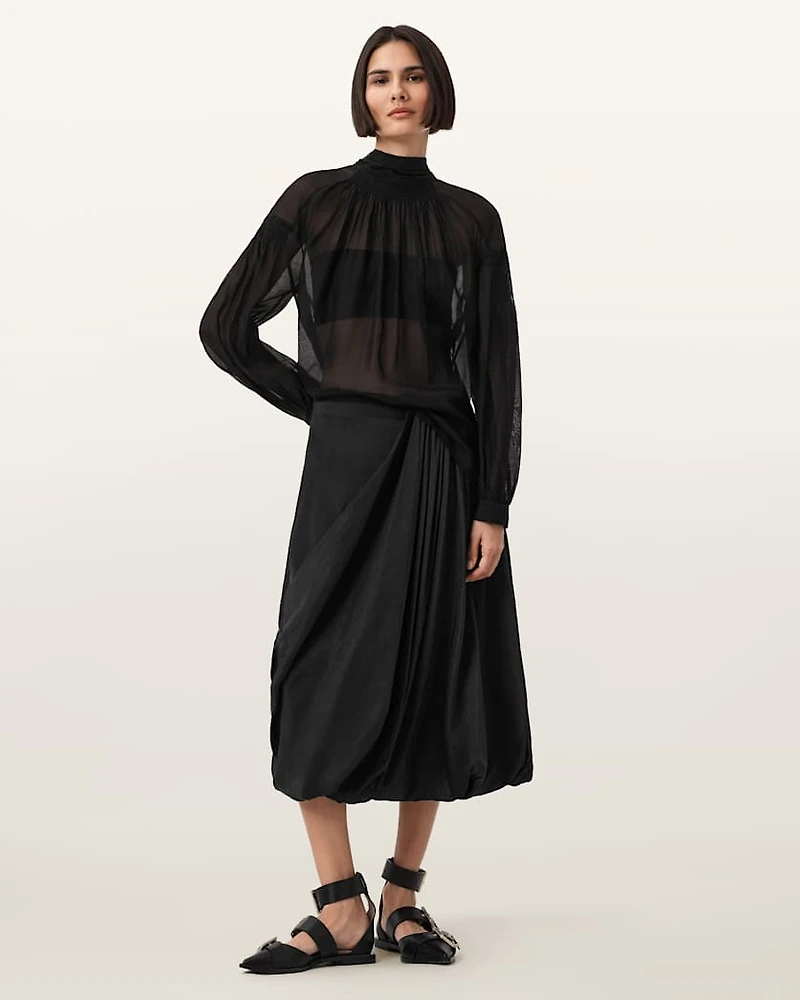 Pearla High Neck Sheer Top