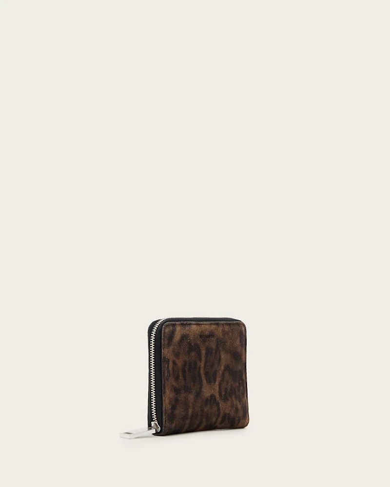 Lena Leopard Print Suede Wallet