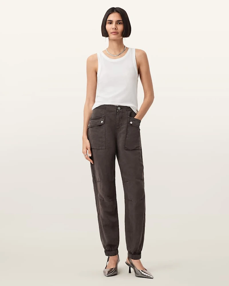 Val Linen Blend Cargo Trousers