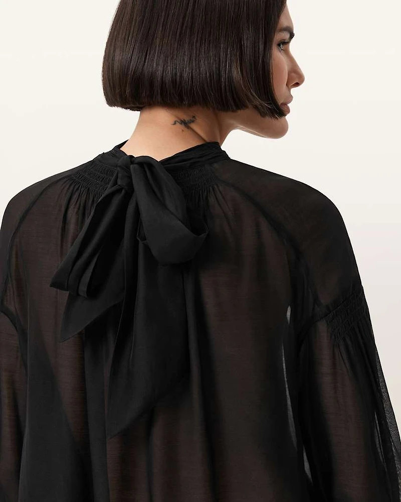 Pearla High Neck Sheer Top