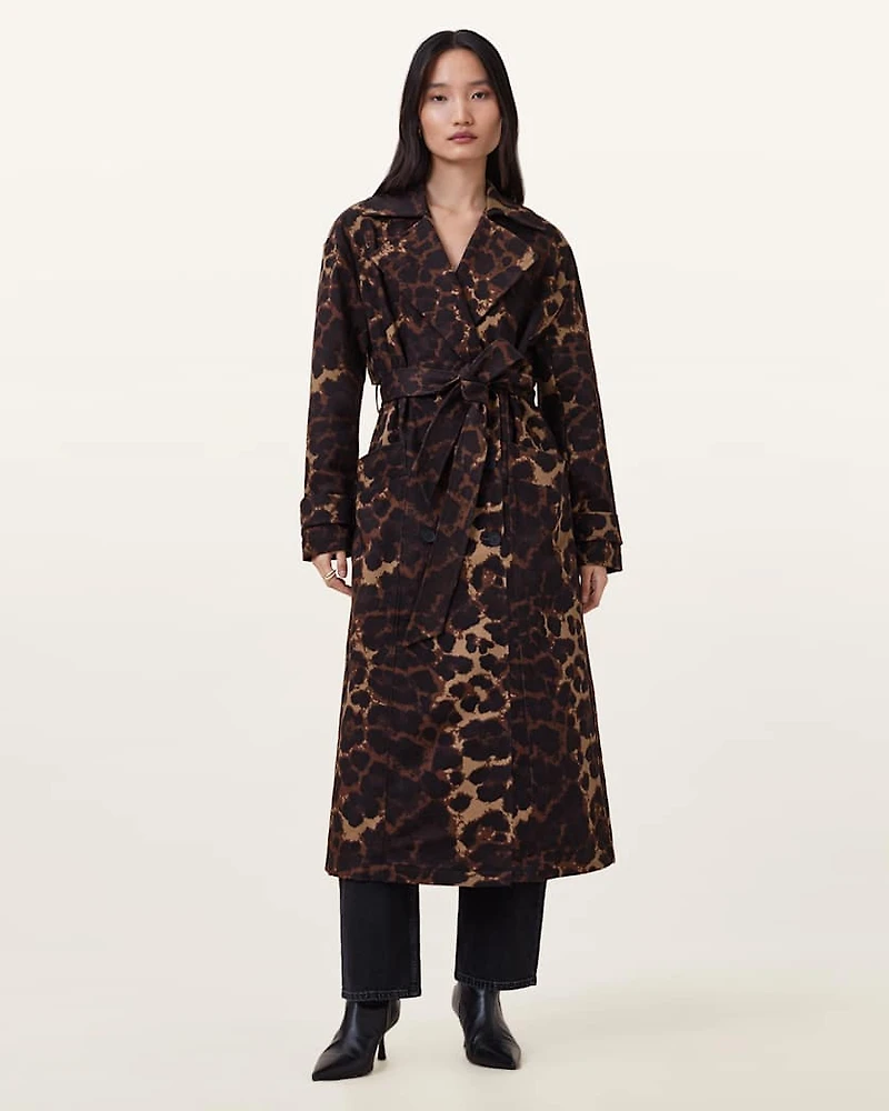 Abel Leopard Print Trench Coat